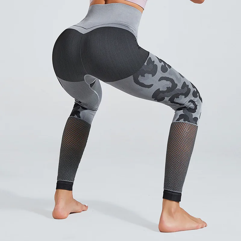Бесшовные женские штаны для йоги с высокой талией, сексуальные камуфляжные леггинсы для фитнеса, спортзала, бега, Нейлоновые женские колготки