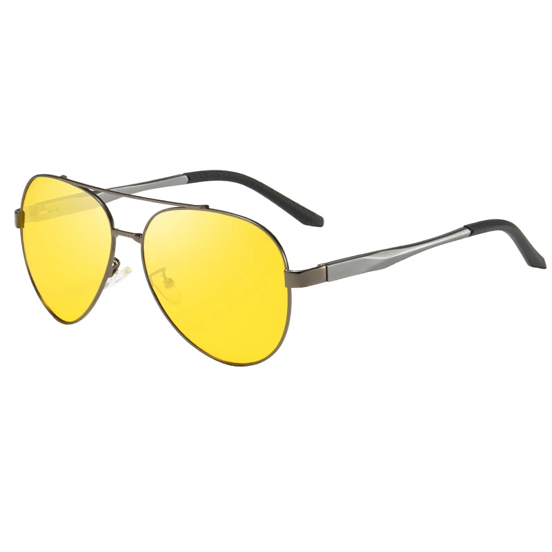 Gun Yellow Новые поляризованные солнцезащитные очки ночного видения Модные мужские солнцезащитные очки из алюминия и магния желтые линзы летние весенние оттенки ног 174 - Цвет линз: Gun Yellow
