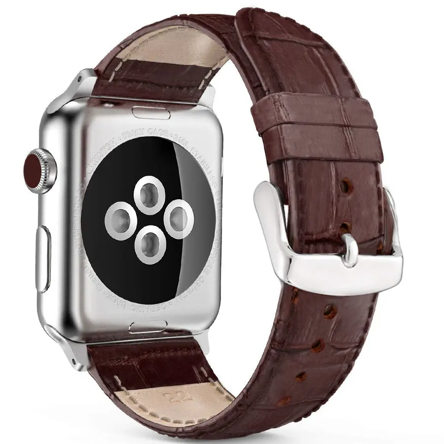 Gennuine кожа Ремешки для наручных часов Apple Watch 38 мм 42 40 44 крокодил спортивный ремешок