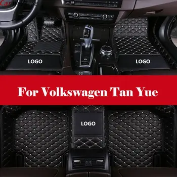 

Car Floor Mats Carpet Leather Floorliner Water&Dust-Proof Protector Floor Mats Waterproof Mat+LOGO For Volkswagen Tan Yue