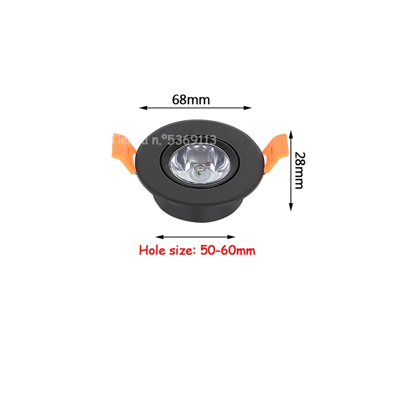 LED Spotlight Aluminum Round LED Dimmable Ceiling Downlight 1W 3W AC90-260V DC12V Recessed LED Spot Light Led Bulb Cutout 50mm With Driver