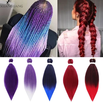

XUANGUANG 26 inch Crochet Braiding Hair Extension For Braid 31 Colors Pink Purple Black Brown White Red