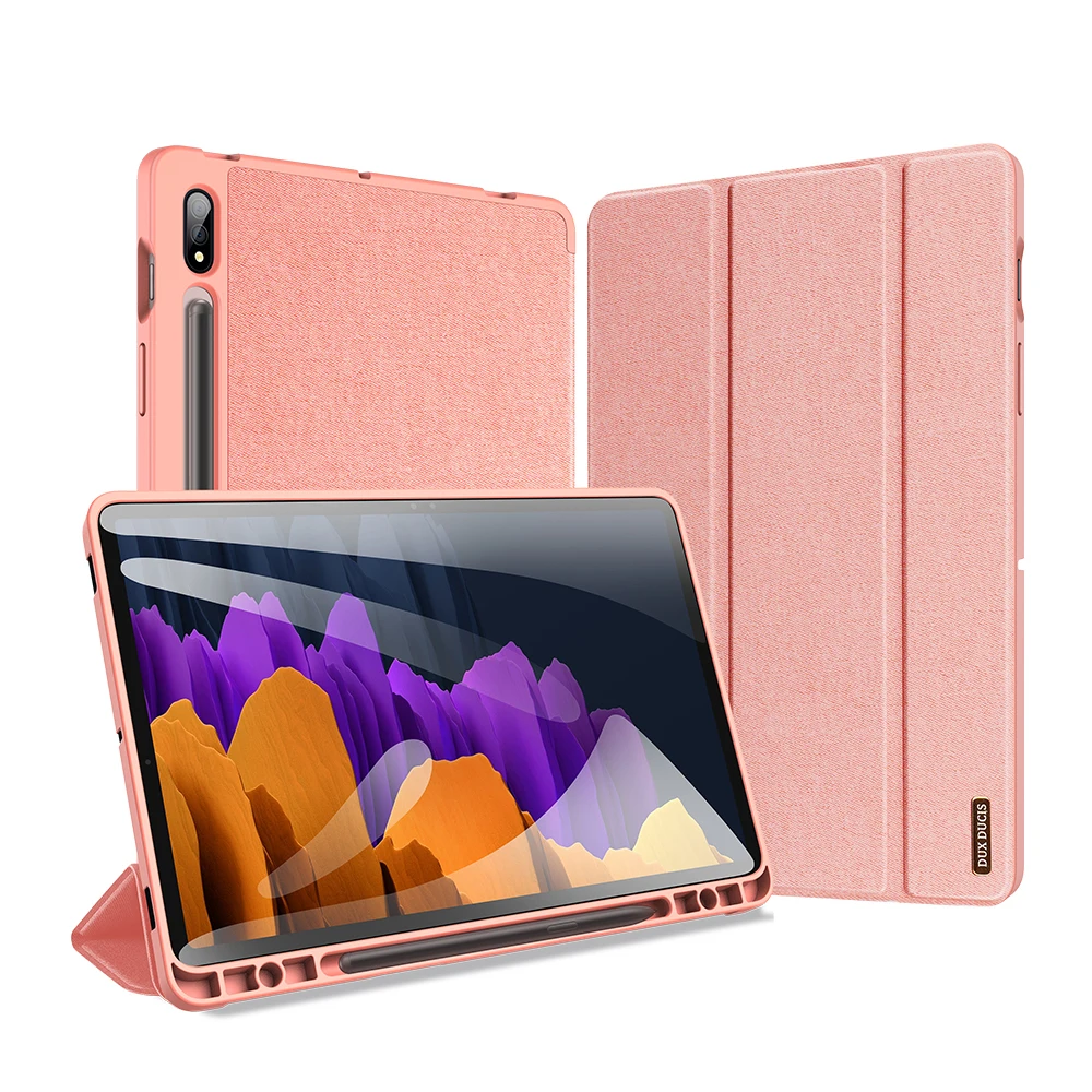 

DOMO Trifold Tablet Cases for Samsung Tab S7 T870 T875 T876B with Pen Holder Case for Tab S7 Plus T970 T976B