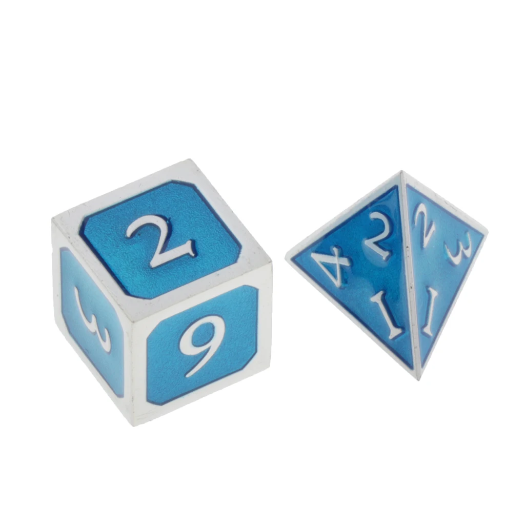 7pcs Embossed Metal Multi-sided Polyhedral Dice Set for Dungeons and Dragons Dice MTG DND RPG Table Games Board Game D20 D12 Set