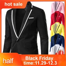 Хит, мужской стильный Повседневный однотонный Блейзер, бизнес стиль, Свадебная вечеринка, верхняя одежда, пальто, костюм, топы для всех сезонов#17