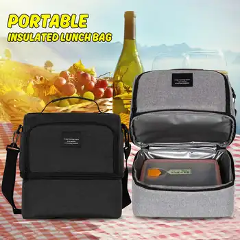 

Lunch Bags Double Layer Insulated Cooler Thermal Lunchbox Food Picnic Bag Multifunction Leakproof Cooler Tote for Men Women New