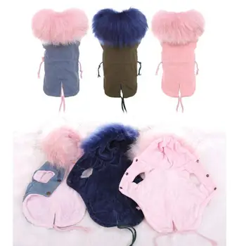 

Winter Dog Parkas Teddy Coat for Dogs Fleece Warm Faux Fur Hood Overalls for Dogs XS S M L XL