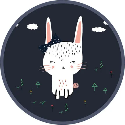 Круглый ковер с рисунком животных из мультфильмов, детский нескользящий коврик для спальни, гостиной
