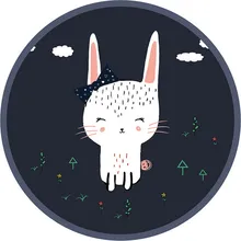 Круглый ковер с рисунком животных из мультфильмов, детский нескользящий коврик для спальни, гостиной