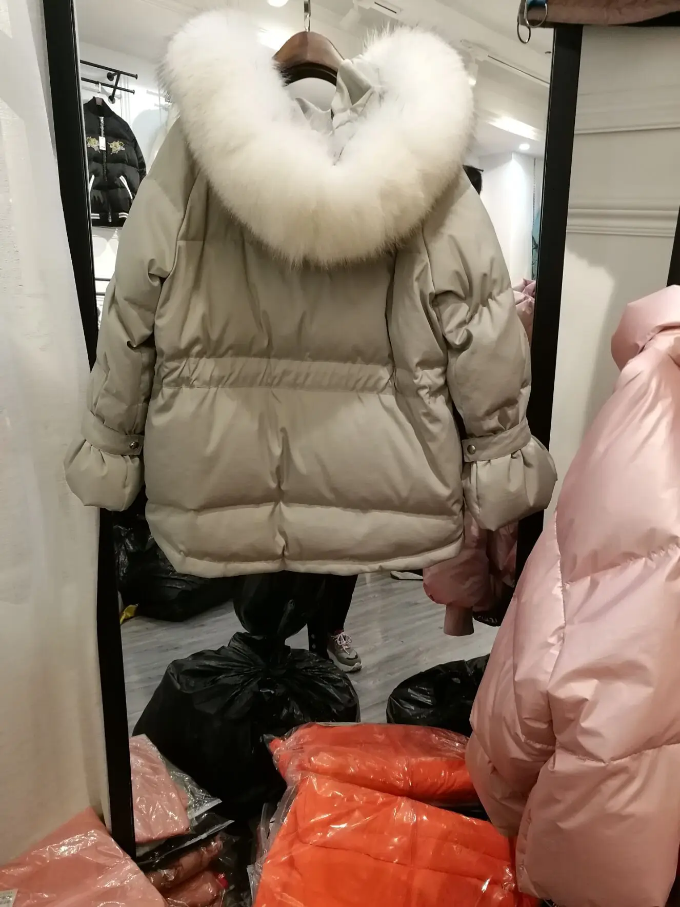 Зима, Южная Корея, Dongdaemun, стиль, модный, большой меховой воротник, толстая талия, облегающий, короткий пуховик, Женское пальто, мода