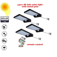 2/4pcs Upgraded Solar LED light Solar Powered 48 LEDs Four Modes Waterproof PIR Motion Sensor Lamp Outdoor Fence Garden Path Wal