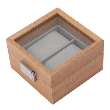 

Wooden Watch Box 2 Grids Organizer Storage for Clock Watches Display Case Holder Storage Jewelry Boxes Best Gift
