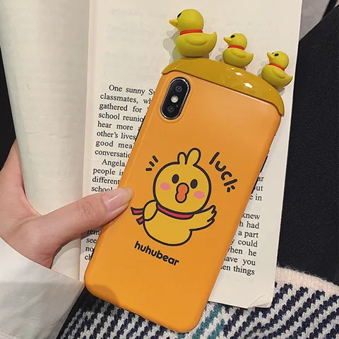 style B Забавный мультяшный стереоскопический маленький желтый утенок розовый поросенок чехол для телефона для iPhone XR XS MAX X 7 8 6 6splus красивые куклы игрушки чехол - Цвет: style B