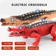 Имитация электрического крокодила, богатого цветом, для развития глаз, люминесцентный звук, модель животного для ползания, детские игрушки