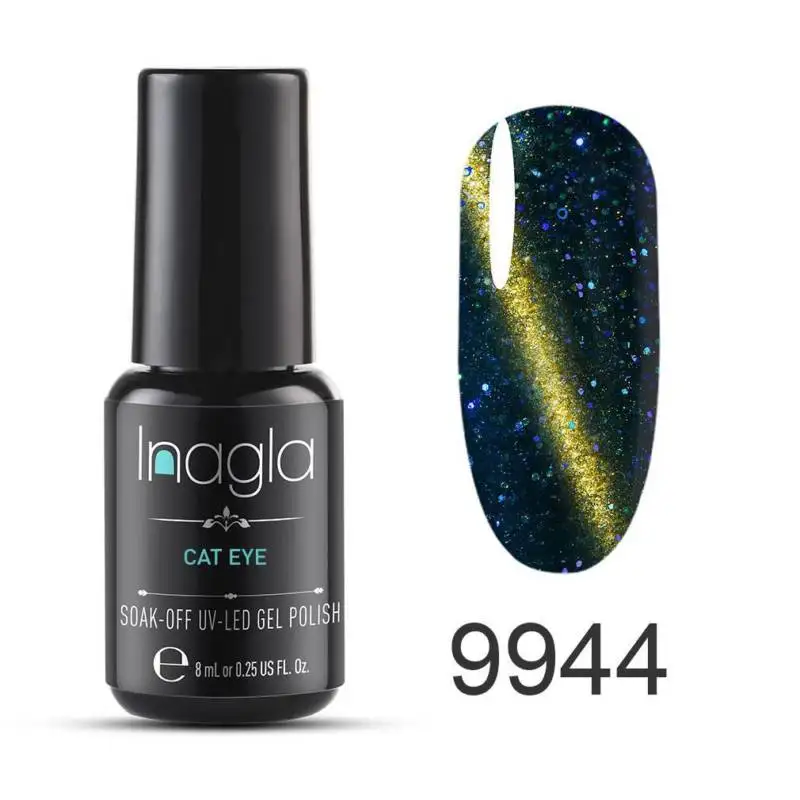 9944 Inagla 8 мл Galaxy кошачий глаз лак для ногтей Блеск для ногтей УФ лампа 9D Хамелеон для использования с магнитом гель лак для ногтей Черный цвет необходимый гель - Color: 9944