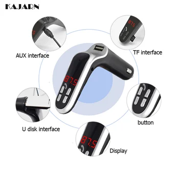 

KAJARN FM Transmitter Wireless FM Modulator Transmiter Bluetooth Car Kit MP3 Player Handsfree USB 5V FM Radio Adpter Aux FM