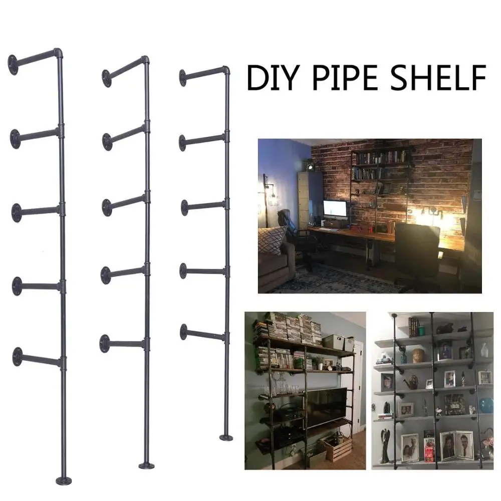Us 113 05 5 Off Industrial Wall Pipe Shelves Set Of 3 Mounted Decorative Pipe Bookshelf Rustic Diy Wall Ceiling Five Layer Pipe Shelf Brackets In