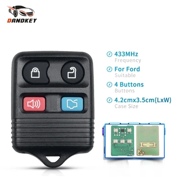 

Dandkey Remote Car Key Transmitter Keyless Entry 4 Buttons Fob 433mhz For Ford Complete Remote Control Included Circuid Board