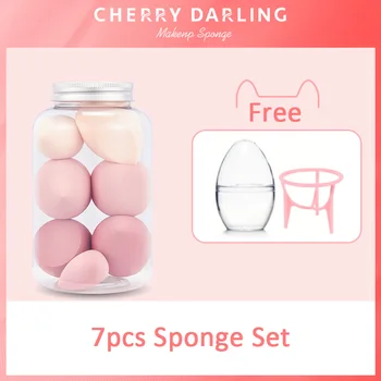 

Cherry Darling Mix Color Makeup Sponge Set Cosmetic Puff Blender Holder Super Soft Smooth Foundation Tool Water-drop Shape