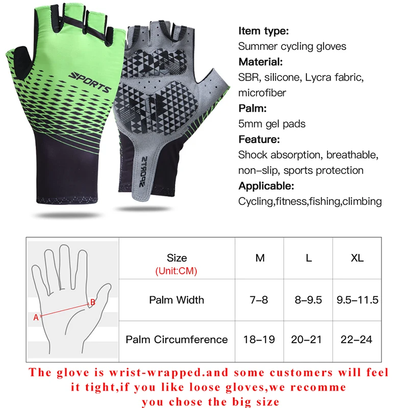 Cycling Biking Gloves Half Finger Outdoor Sports Gloves For Men Women Pad Breathable MTB Road Racing Riding Cycling Gloves 2