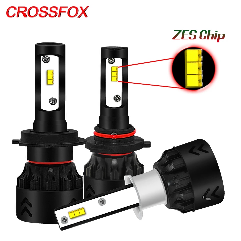 CROSSFOX H7 светодиодный H4 авто лампа ZES лампада H1 H8 H9 H11 Светодиодный 9005 HB3 9006 HB4 12V 24V 6000K
