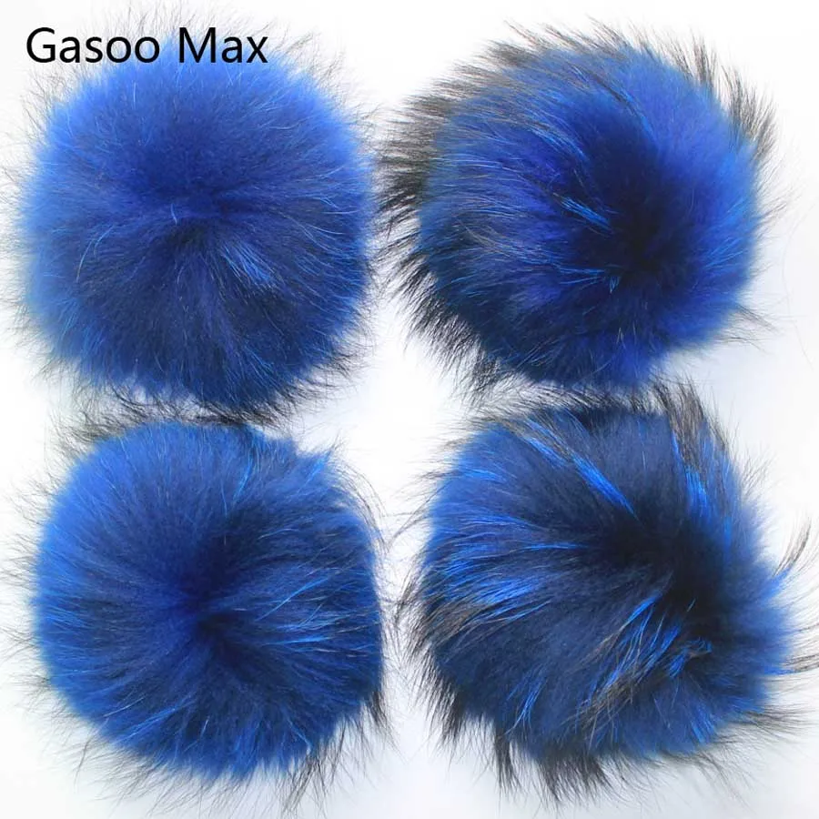 royal blue 5 шт./лот, 14-15 см, красные, черные, белые, серые помпоны из меха енота, меховые шарики для шапочки, шапка, помпоны из натурального меха - Цвет: royal blue