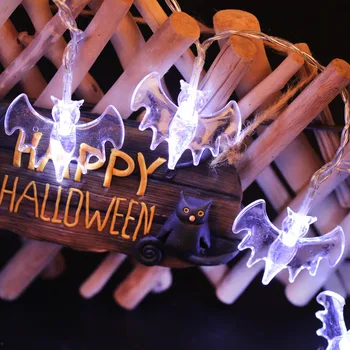 

Halloween festival accessories Warm White Bat Vampire LED String Light Halloween Night Party Bar Decor Battery led glowing glass