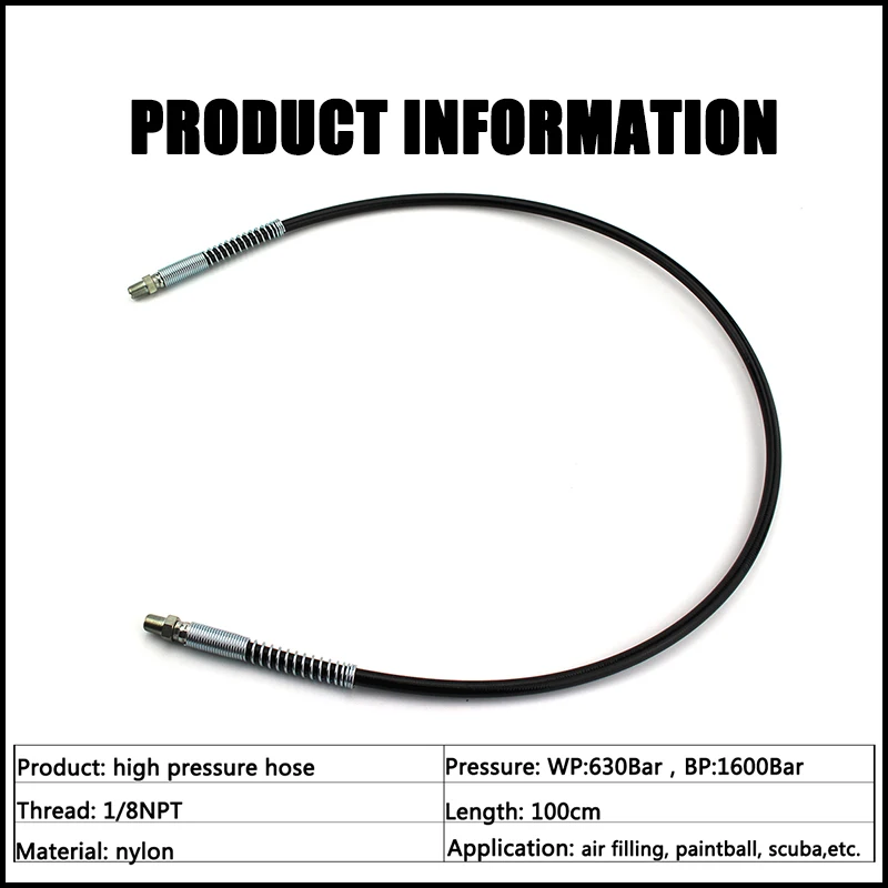 Пейнтбол PCP высокое давление шланг 1/8NPT x наружная резьба 6000psi 100 см длинное
