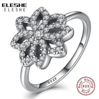 

ELESHE Clearance Sale 100% 925 Sterling Silver Finger Rings with Sparkling CZ Crystal Engagement Ring for Women Luxury Jewelry