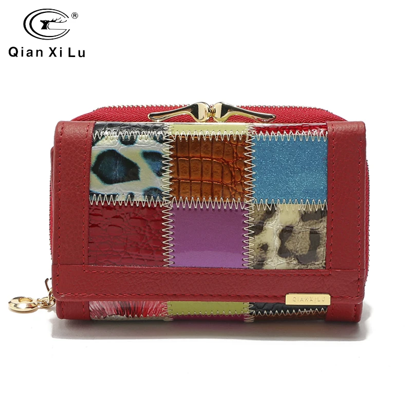 Qianxilu брендовый модный кошелек из натуральной кожи в стиле пэчворк женский маленький кошелек женский короткий дизайн