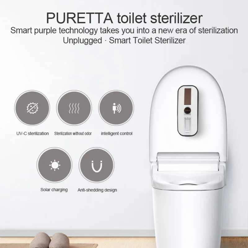 

Intelligent Toilet Sterilizer UV Light Disinfection Rechargeable Solar Power Automatic Toilet Lid Sterilizer Bath Accessories^^