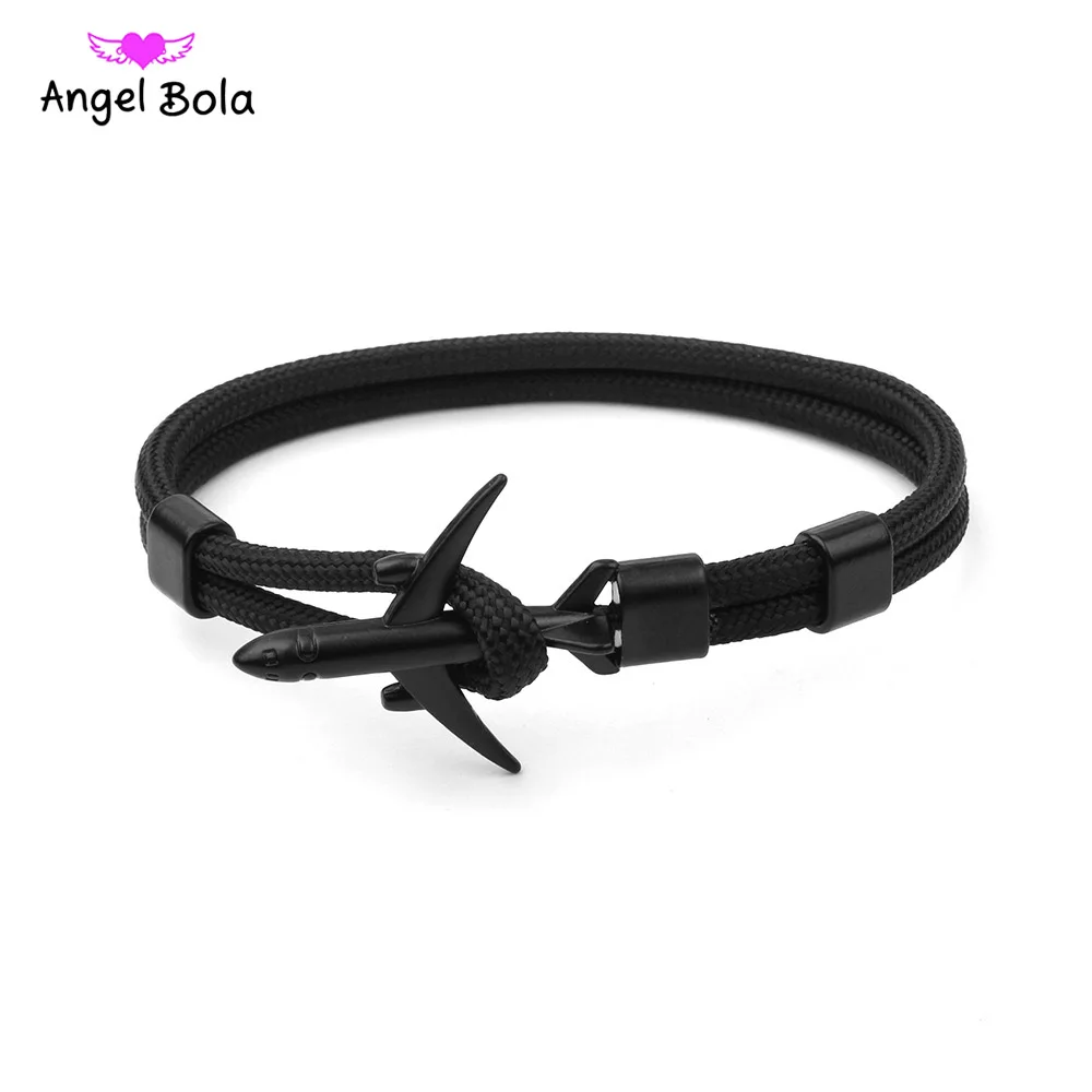 

2019 New Fashion Plane Anchor Bracelets Men Charm Chain 550 Paracord Bracelet Jewelry Male Wrap Metal Sport Anchor Hooks