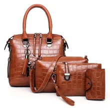Женская композитная сумка, роскошный кожаный кошелек и сумочка, известные бренды, дизайнерская женская сумка через плечо с верхней ручкой, 4 шт., женский набор#38