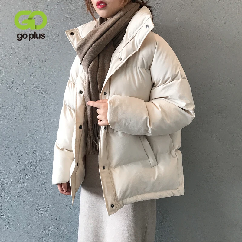 GOPLUS женская зимняя куртка с воротником стойкой парка черное бежевое пальто