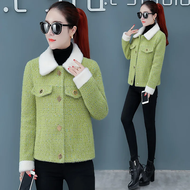 

Faux Mink Cashmere Short Coat WOMEN'S Dress 2019 Autumn And Winter New Style Korean-style Versatile Lambs Wool Jacket Graceful C