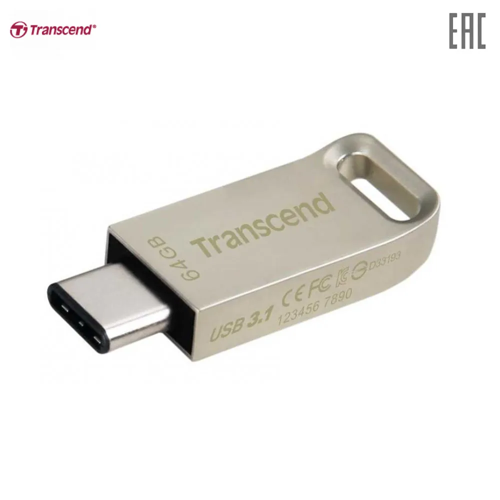 Флэш-накопитель 64GB JETFLASH 850S USB3.0, Pen Drive, Type-C, Silver