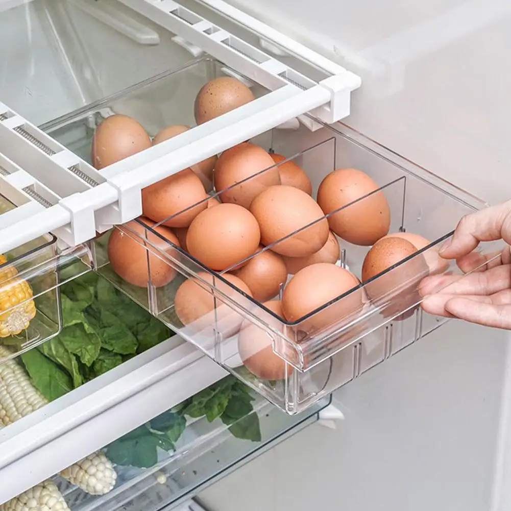 

Fridge Food Fresh Keep Storage Box Multi-Purpose Space Saver Refrigerator Food Container Egg Storage Drawer Organizer 40a