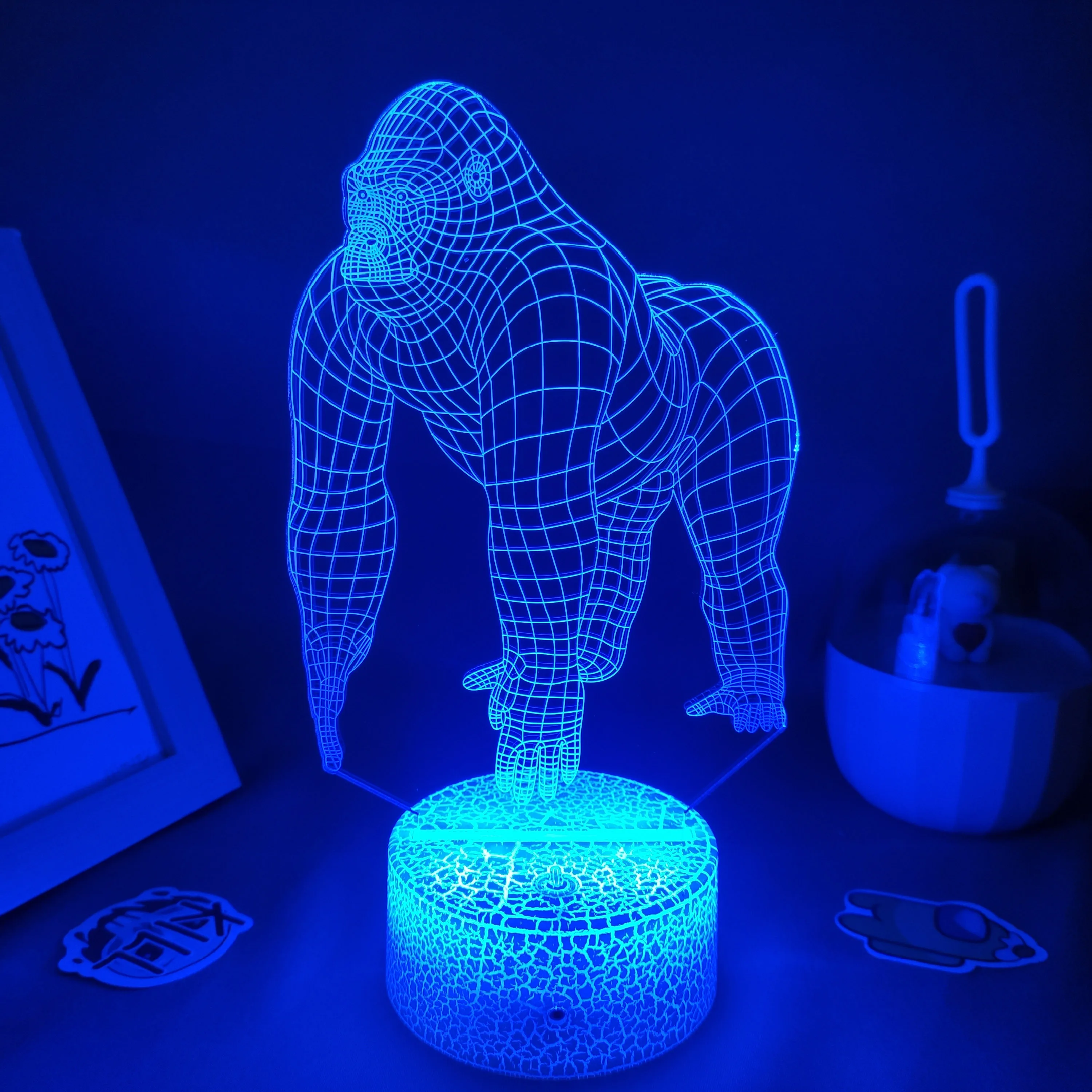 cool night lights American Movie Titan 3D Lamp RGB Led Night Lights Colorful Birthday Gifts For Friends Bedroom Bedside Table Decor Animal Gorilla mushroom night light