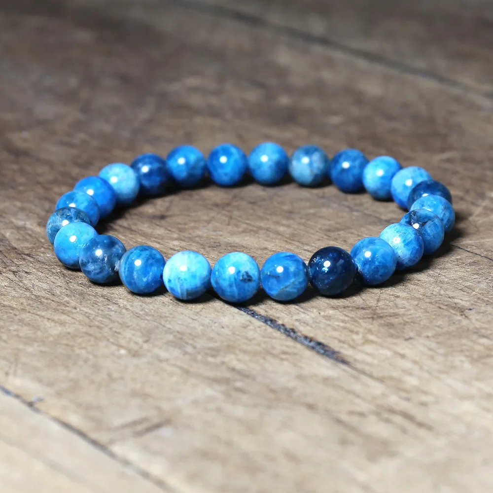 8mm Natural Stone Apatite Bracelet Handmade Jewelry Strand Charm Bracelet Yoga Healing Energy Bracelet - Image 3