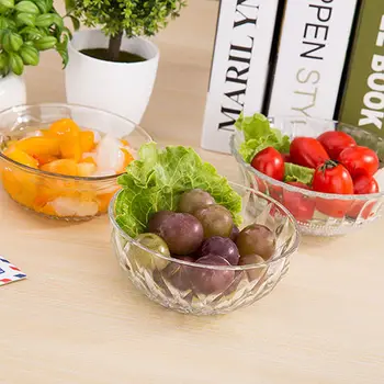 

2 Pieces Transparent Glass Bowl Large Medium Small Trumpet Ice Cream Salad Bowl Dessert Bowl Soup Bowl Cereal Bowl Noodle Bowl