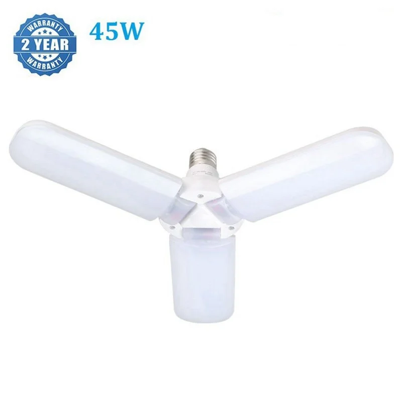 

1pc 45W Led Bulb E27 Deformable 3200LM Fan Blade Bulb Bright Home Ceiling Light for Home Shop Kitchen Led Warehouse Lamp