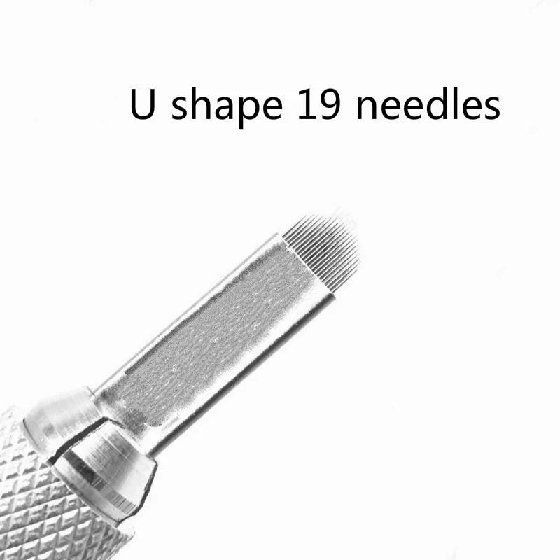 50 шт. Иглы для татуировки U shape19 Перманентная игла для макияжа бровей лезвия для 3D ручного перманентного макияжа ручка татуировки