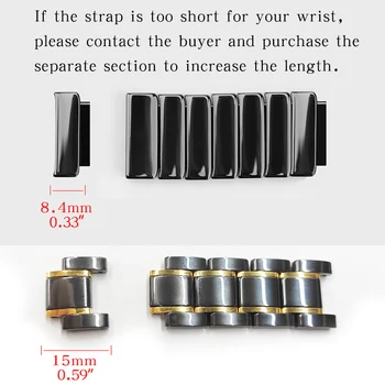 

If the strap is too short for your wrist, please contact the buyer and purchase the separate section to increase the length.