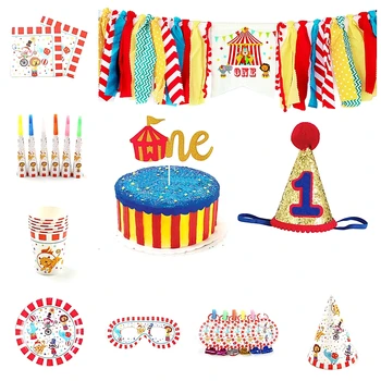 

Circus Theme Kids Favor Highchair Banner Disposable Tableware Paper Cup Plate Birthday Baby Shower Party Decor Supplies