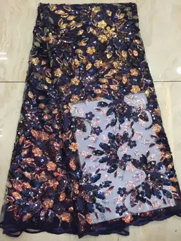 

African Lace Fabric 2019 High Quality African Tulle Lace Fabric With Sequins French Net Lace For evening dress FFD-1011