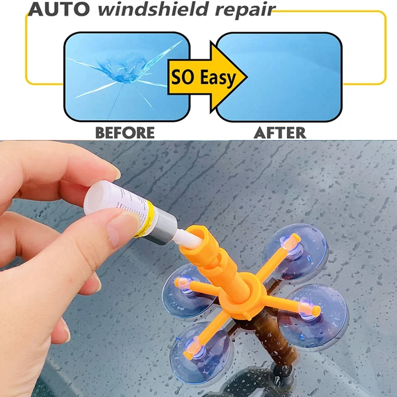 Windshield Repair Kit Quick Fix Car Cracked Glass Windscreen Repair Tool Resin Sealer DIY Auto Window Screen Polishing 4