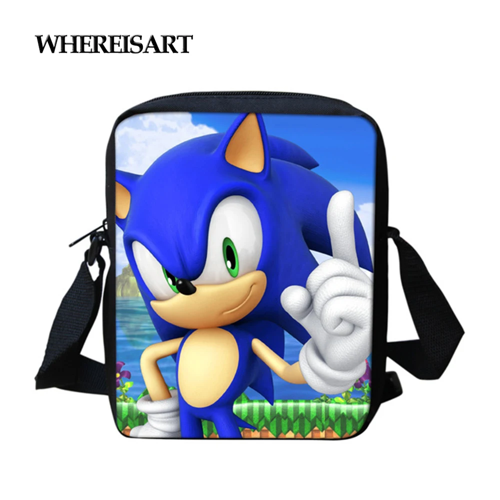 

WHEREISART Cartoon Messenger Bag Shoulder Bag Sonic 4 The Hedgehog Printing Purses Hand Bag For Girls Boys School Bags Satchel