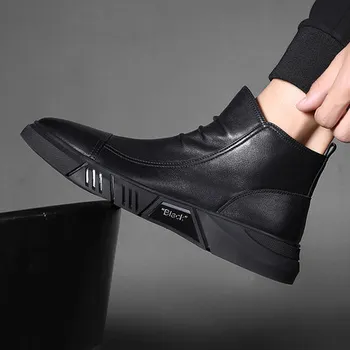 

High-top men's Martin boots leather casual England shoes autumn and winter two cotton shoes in the men's boots