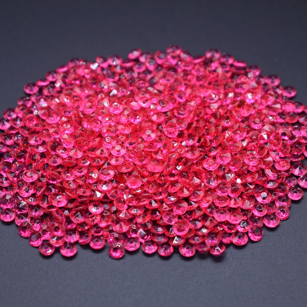 1000 шт 4,3 мм блестящие Прозрачные Акриловые Алмазные конфетти сверкающие Разбрасыватели конфетти для стола хрустальные украшения для свадебной вечеринки - Цвет: rose red