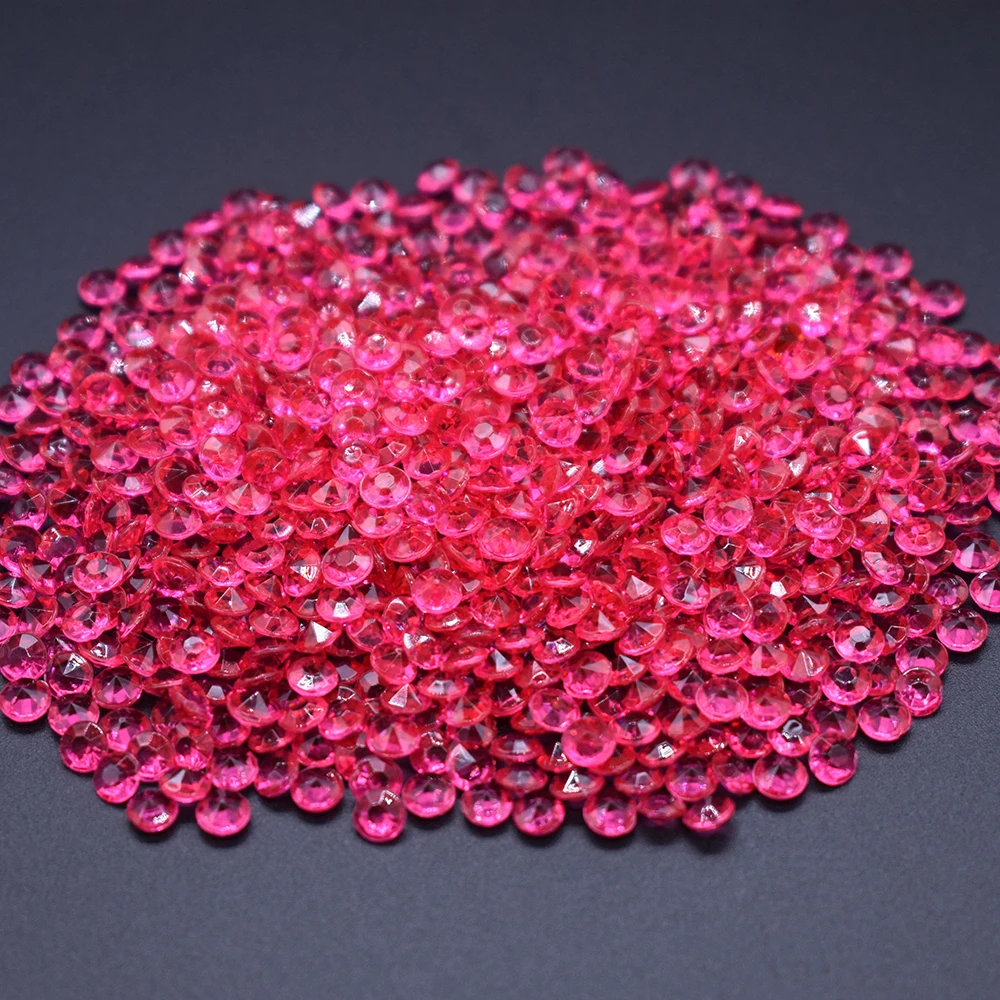 rose red 1000 шт 4,3 мм блестящие Прозрачные Акриловые Алмазные конфетти сверкающие Разбрасыватели конфетти для стола хрустальные украшения для свадебной вечеринки - Цвет: rose red
